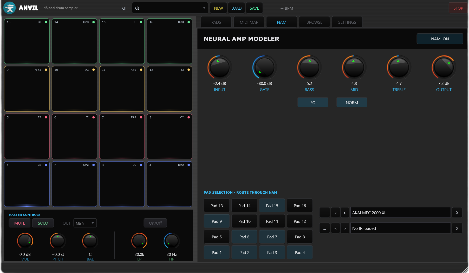 ANVIL Neural Amp Modeler panel